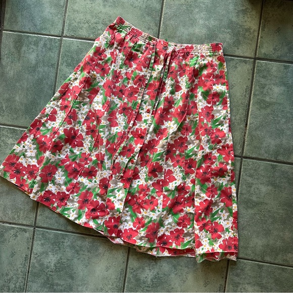 VTG 80s Retro Manor House Pleated Floral Skirt - Picture 1 of 8